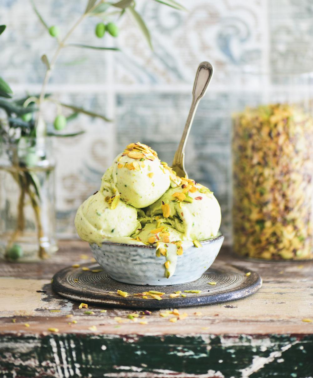 Almond Milk and Pistachio Ice Cream