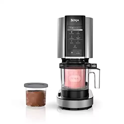 Ninja NC301 CREAMi Ice Cream Maker, for Gelato, Mix-ins, Milkshakes, Sorbet, Smoothie Bowls & More, 7 One-Touch Programs, with (2) Pint Containers & Lids, Compact Size, Perfect for Kids, Silve...