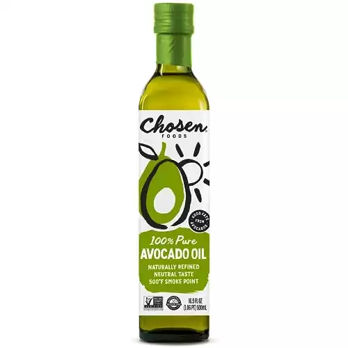 Chosen Foods 100% Pure Avocado Oil, Keto and Paleo Diet Friendly, Kosher Oil for Baking, High-Heat Cooking, Frying, Homemade Sauces, Dressings and Marinades (16.9 fl oz)